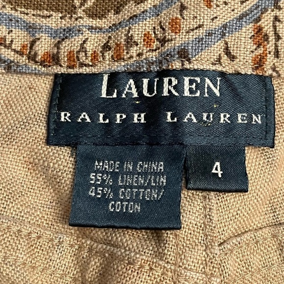 LAUREN RALPH LAUREN Pants Size 4 Linen Cotton Blend Summer Perfect Paisley Print - Picture 2 of 10